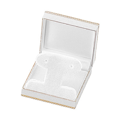 Leatherette French Clip Earring Box with Matching Insert and White Window