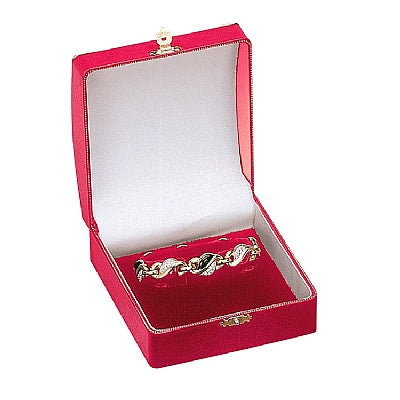 Leatherette Bangle Box with Gold Trim and Closure