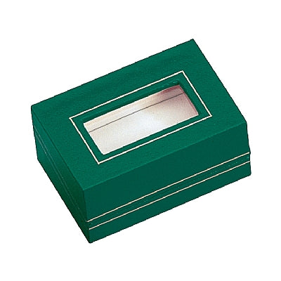 Paper Covered Double Ring Box with Window and Matching Interior
