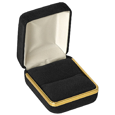 Velvet Single Ring Box with Gold Rims and Matching Insert