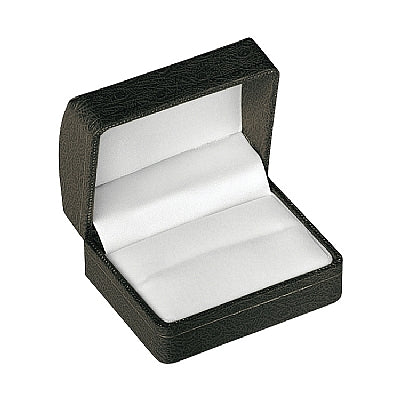 Leatherette Double Ring Box with Gold Accent and White Interior