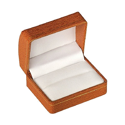 Leatherette Double Ring Box with Gold Accent and White Interior