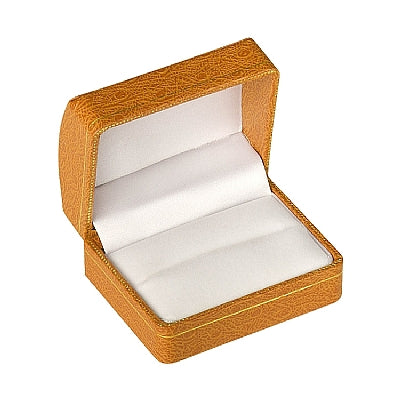 Leatherette Double Ring Box with Gold Accent and White Interior