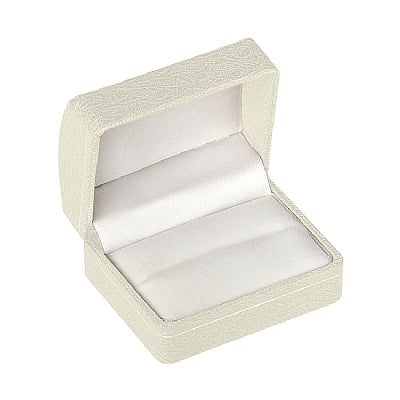 Leatherette Double Ring Box with Gold Accent and White Interior