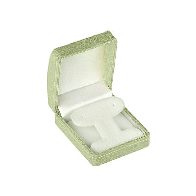 Leatherette French Clip Earring Box with Gold Accent and White Interior