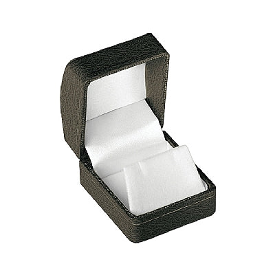 Leatherette Single Earring Box with Gold Accent and White Interior