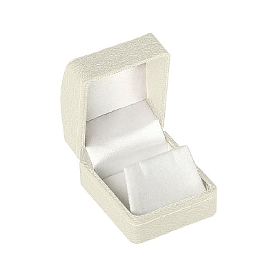 Leatherette Single Earring Box with Gold Accent and White Interior