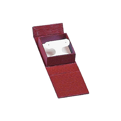 Textured Leatherette French Clip Earring Box with Magnetic Closure and White Insert