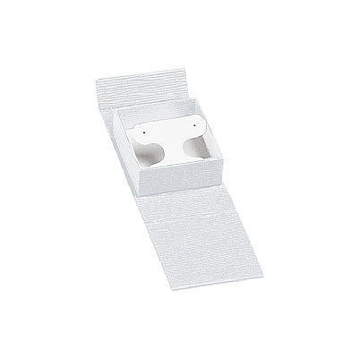 Textured Leatherette French Clip Earring Box with Magnetic Closure and White Insert