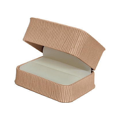 Embossed Leatherette Double Ring Box with Cream Leatherette Interior