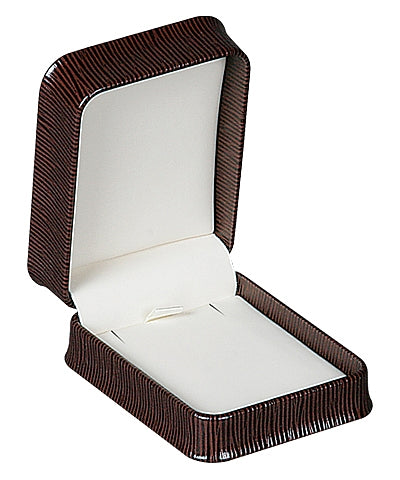Embossed Leatherette Pendant Box with Cream Leatherette Interior