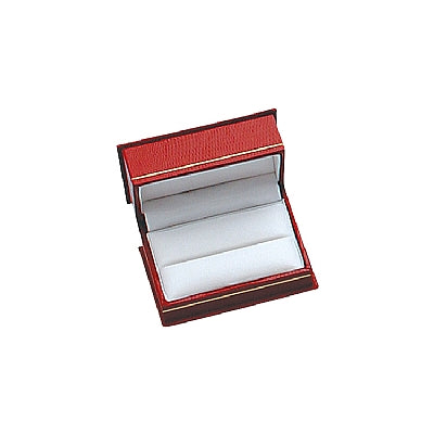 Lizard Skin Textured Leatherette Double Ring Box with White Interior
