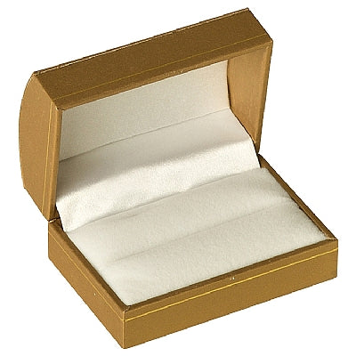 Paper Covered Double Ring Box with Gold Accent and White Interior