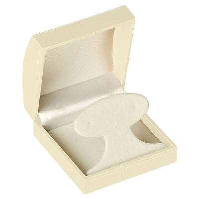Paper Covered Hoop Earring Box with Gold Accent and White Interior