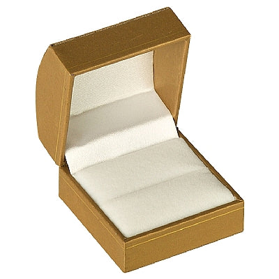 Paper Covered Single Ring Box with Gold Accent and White Interior