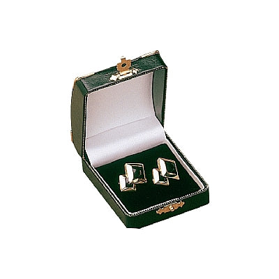 Leatherette Cufflink Box with Gold Trim and Closure