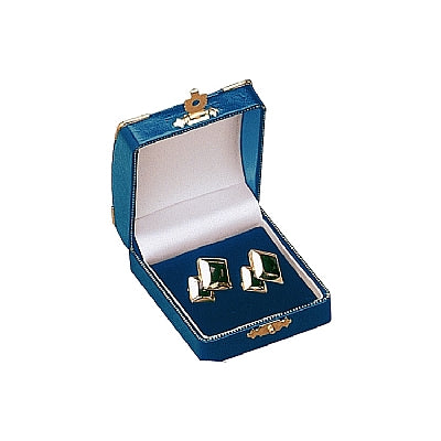 Leatherette Cufflink Box with Gold Trim and Closure