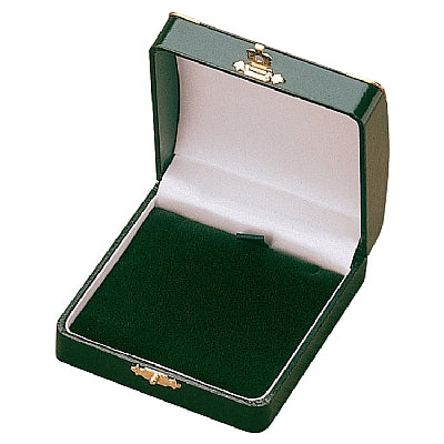 Leatherette Large Pendant Box with Gold Trim and Closure
