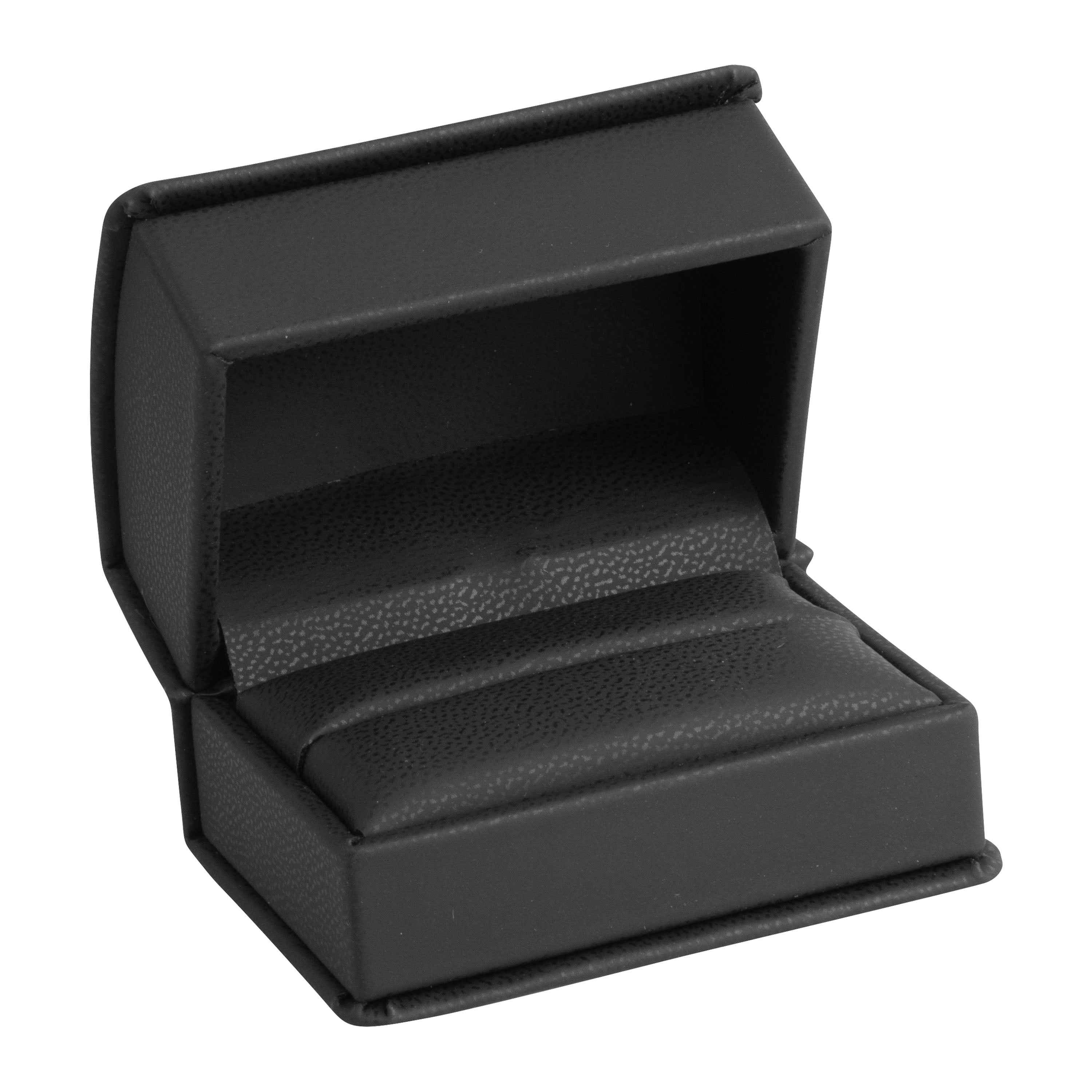 Leatherette Double Ring Box Leatherette Interior with Matching Ribboned Packer