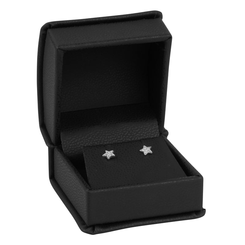 Leatherette Single Earring Box Leatherette Interior with Matching Ribboned Packer