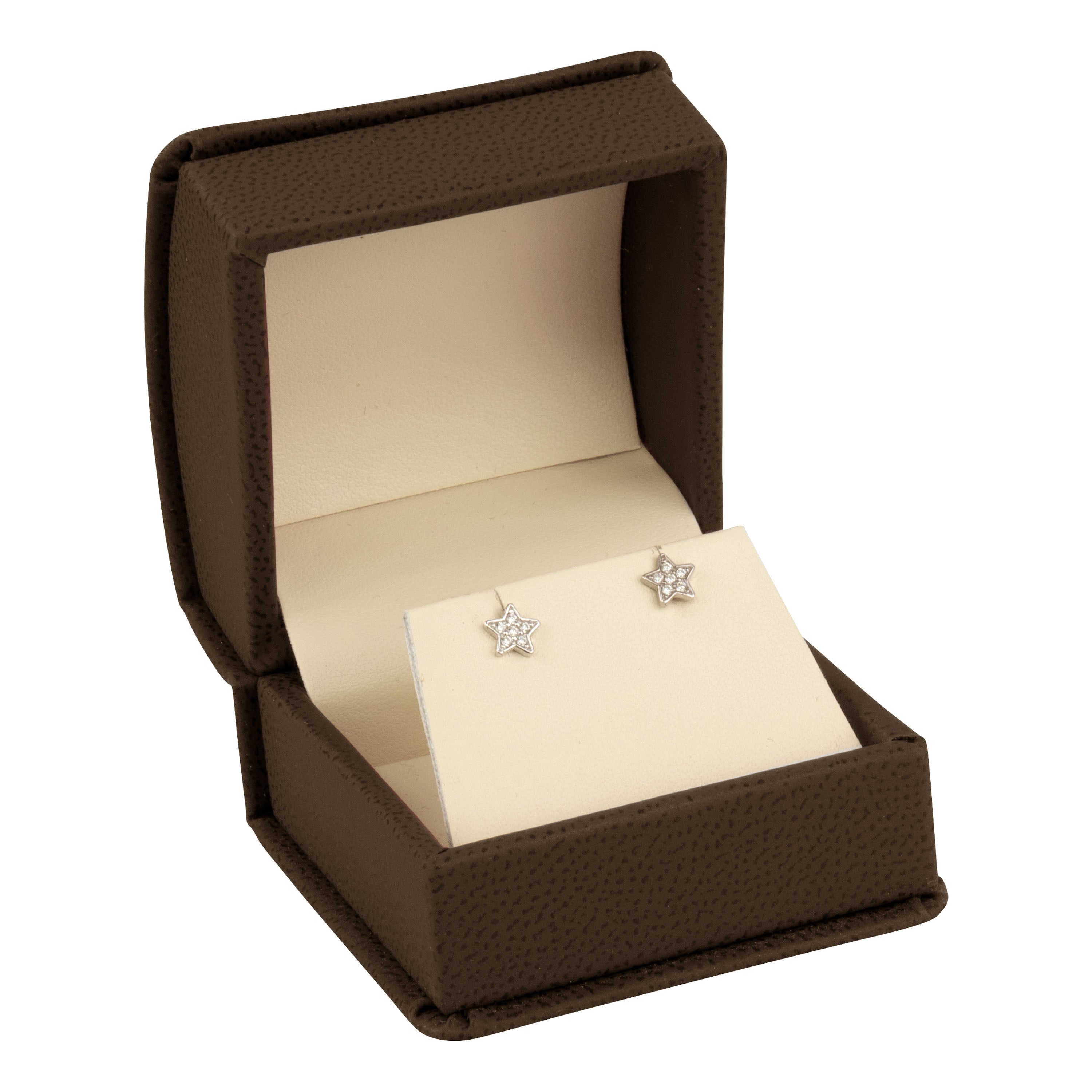 Leatherette Single Earring Box Leatherette Interior with Matching Ribboned Packer