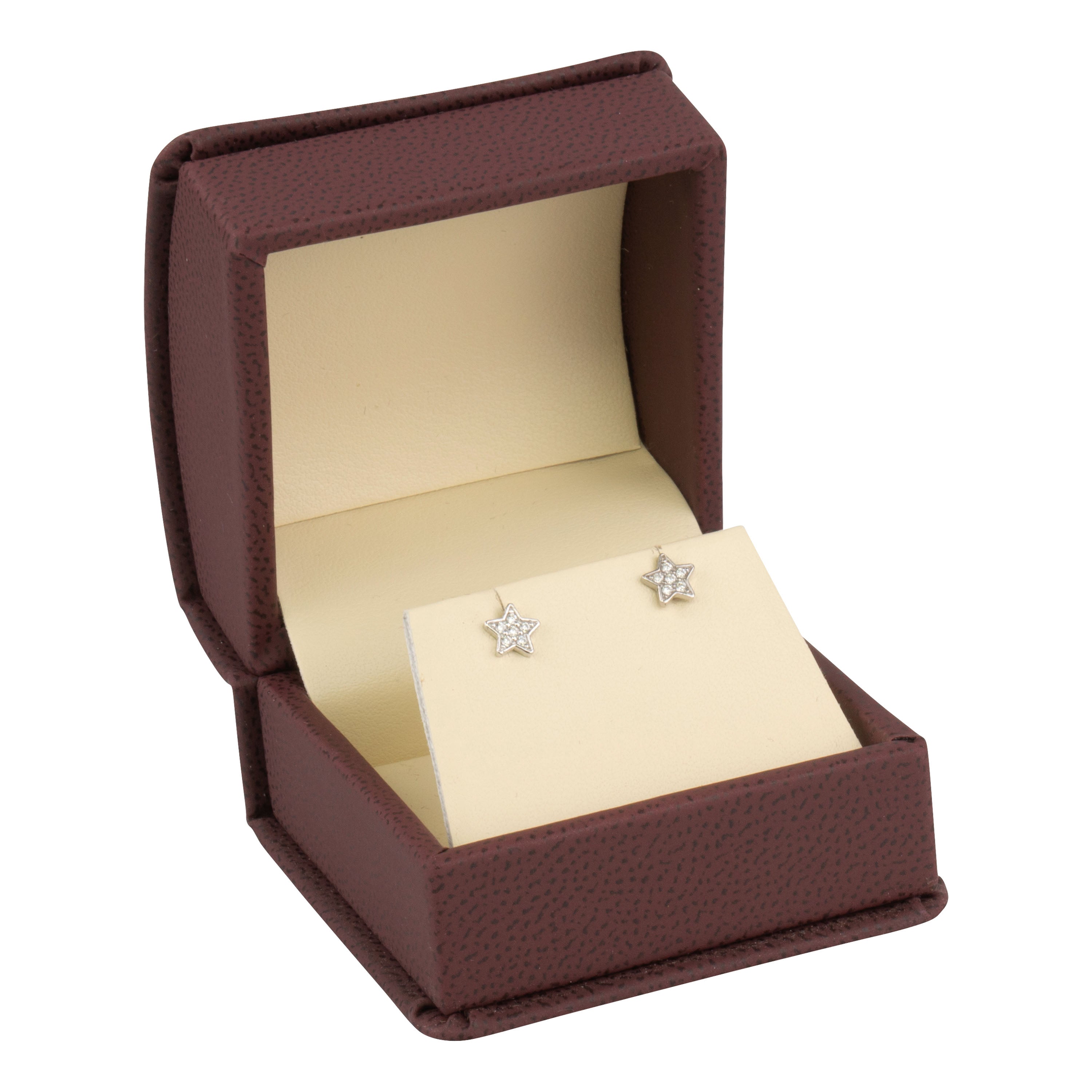 Leatherette Single Earring Box Leatherette Interior with Matching Ribboned Packer