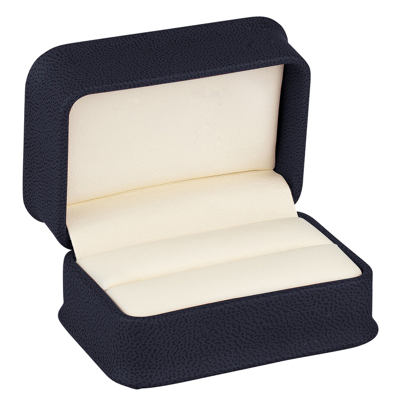 Nabuka Leatherette Double Ring Box with Cream Interior