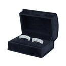 Suede Double Ring Box with Matching Interior with Ribboned Packer