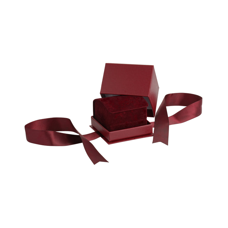 Suede Single Ring Box with Matching Interior with Ribboned Packer