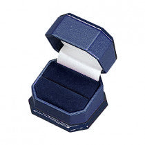 Paper Covered Single Ring Box with Wooden Caps on The Lid And Base, Velour Inserts and Satin Inner Lids