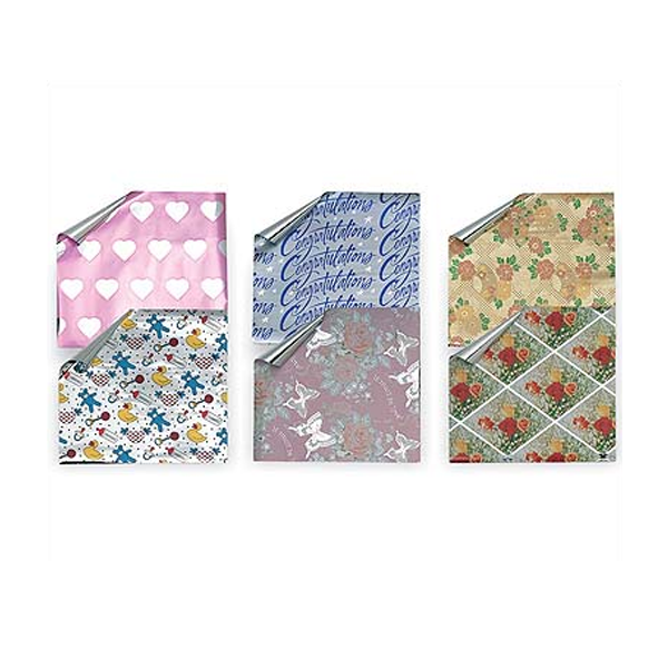 Metallic Printed Cellophane Gift Wrap Rolls