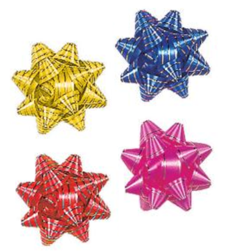Hologram and Silver-Gold Striped Star Bows