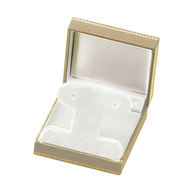 Leatherette French Clip Earring Box with Matching Insert and White Window