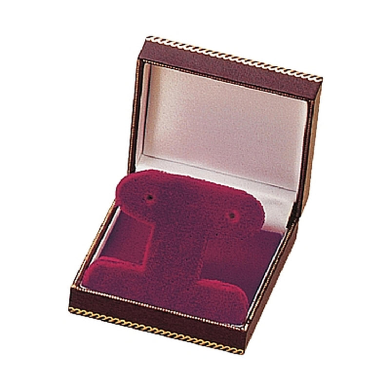 Leatherette French Clip Earring Box with Matching Insert and White Window