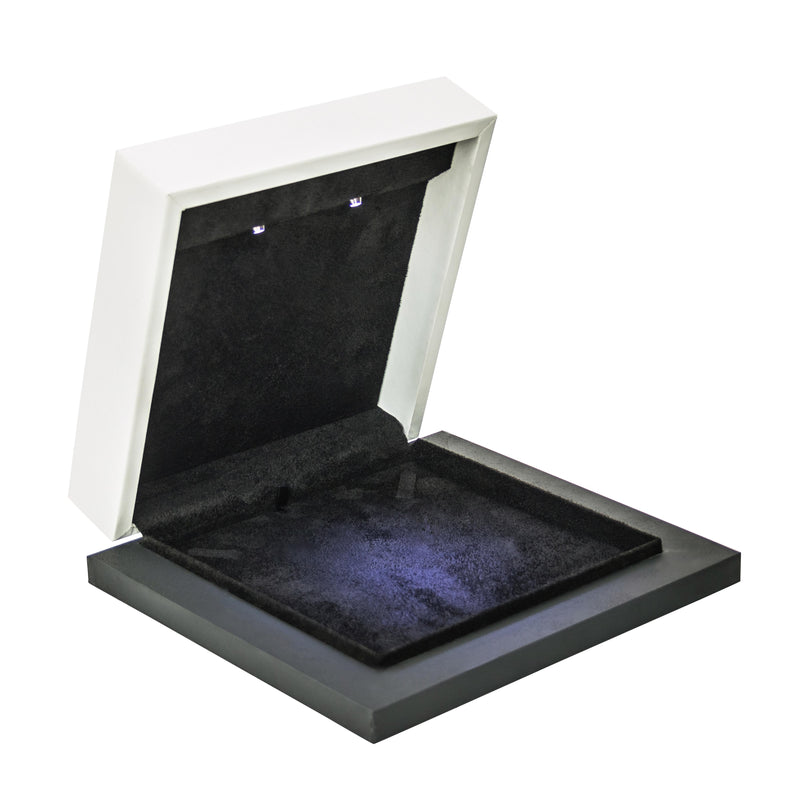Leatherette Paper Pearl Box with Suede Interior and LED Light