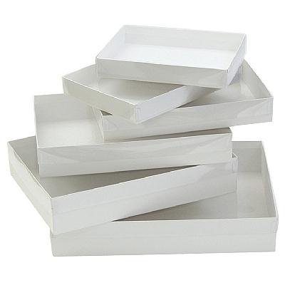 White Textured Boxes with Clear Lid