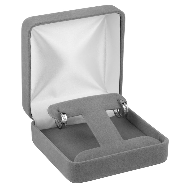 Velour French Clip Earring Box with White Sleeve
