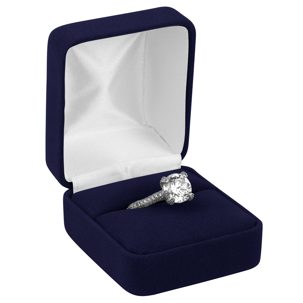 Velour Single Ring Box with White Sleeve