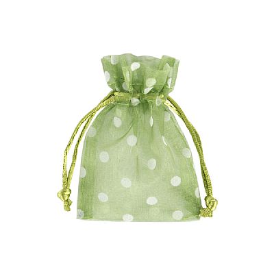 Organza Drawstring  Pouch with Polka Dots