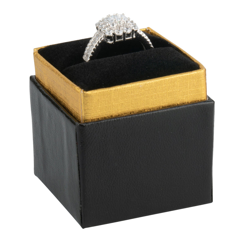 Two-tone Paper Single Ring Box with Gold Accent