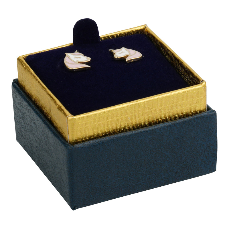 Two-tone Paper Single Earring Box with Gold Accent