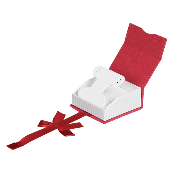 Elegant Paper French Clip Earring Box with a Unique Magnetic Ribbon
