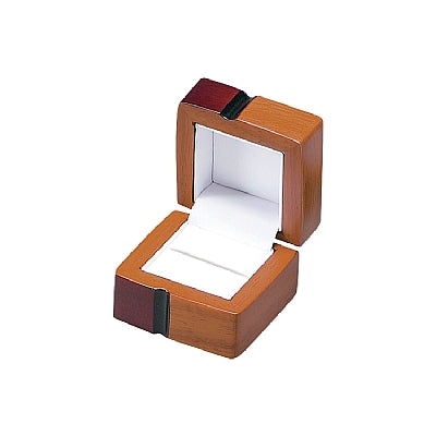 Wooden 3 Tones Single Ring Box with White Leatherette Interior