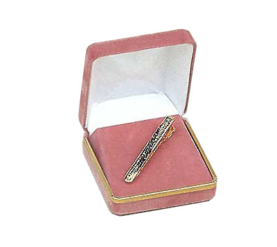 Velvet Tie Clip Box with Gold Rims and Matching Insert