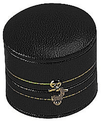 Leatherette Paper Covered  Oval Shaped Single Ring Box with Gold Detailing, Delicate Gold Clasps, and Plush Velvet Inserts